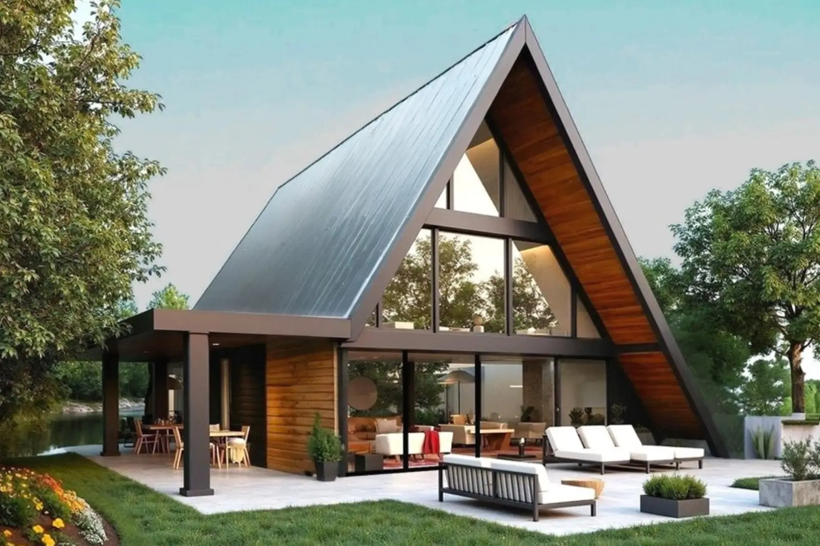 Construction of an A-frame house in Guba District. Year 2024